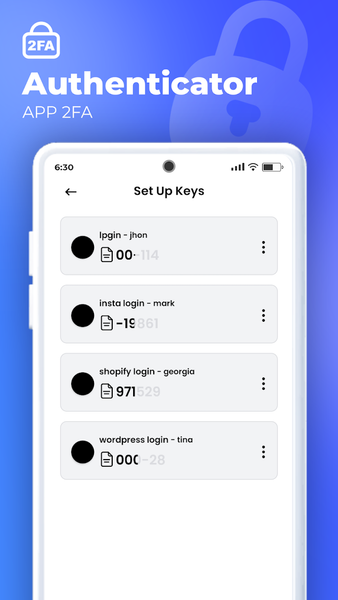 Authenticator App - عکس برنامه موبایلی اندروید
