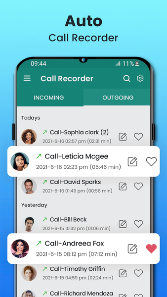 Phone Call Recorder - عکس برنامه موبایلی اندروید