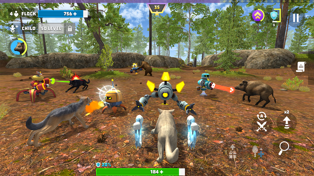 Wolf Hero: Animals vs Robots - Gameplay image of android game