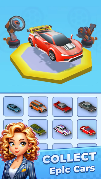 Chrome Garage: Idle Cars - Gameplay image of android game