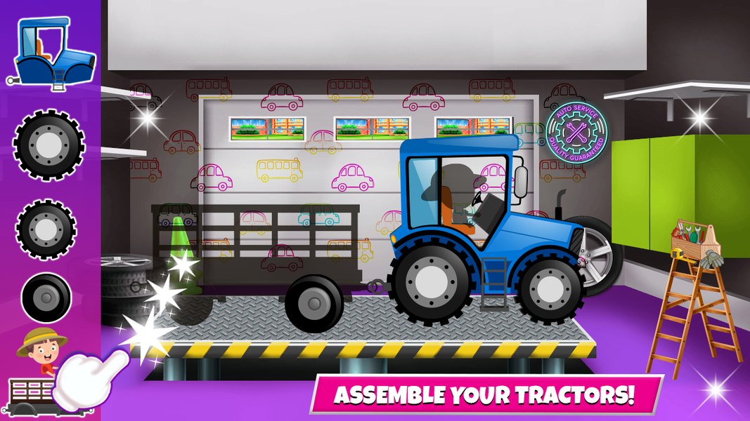 Kids Farm Tractors on Hills - Gameplay image of android game