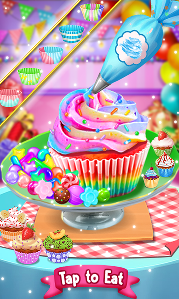 Rainbow Cupcake Cooking Games - Gameplay image of android game