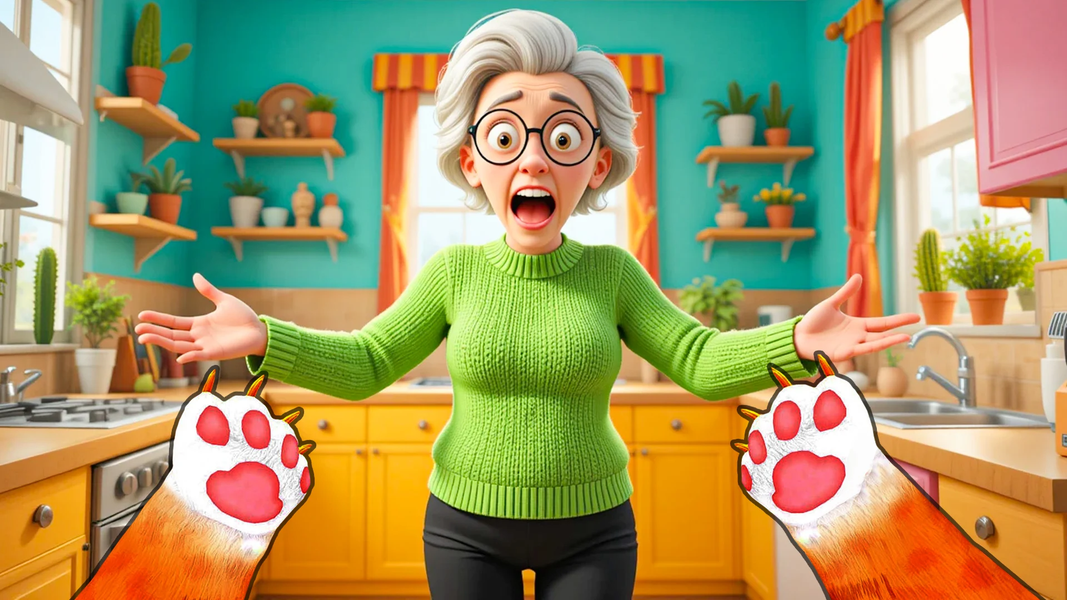 Bad Cat Simulator Cat vs Gran - Gameplay image of android game