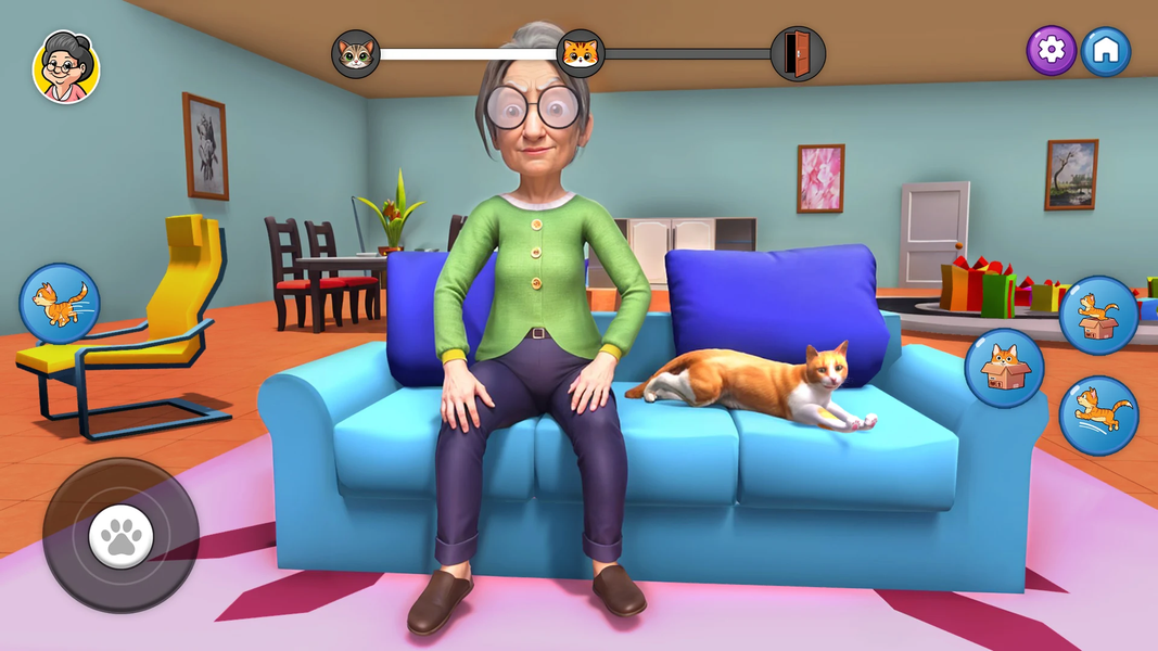 Cat Chaos: Granny House - Gameplay image of android game