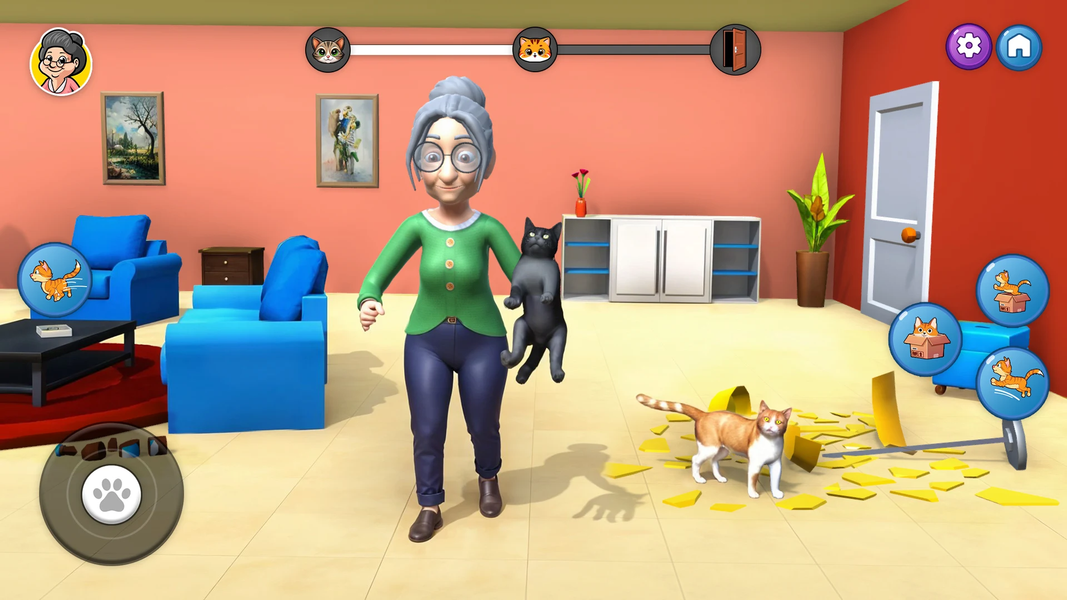 Cat Chaos: Granny House - Gameplay image of android game