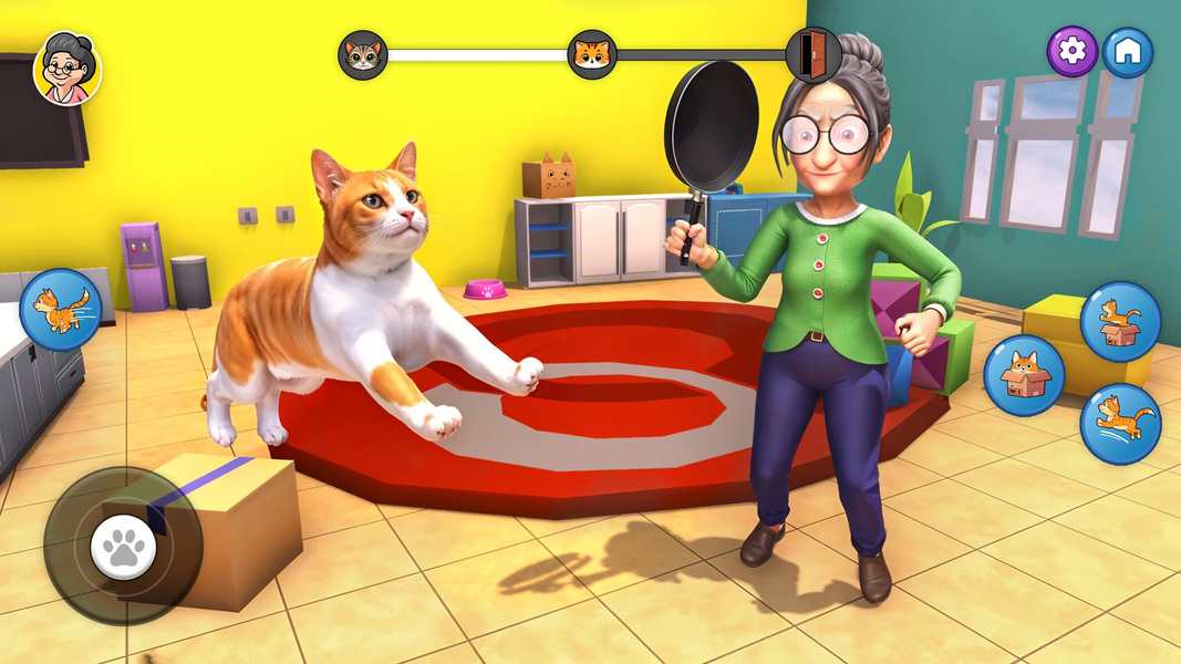 Cat Chaos: Granny House - Gameplay image of android game