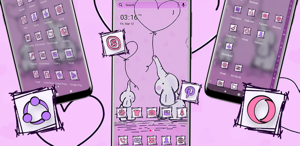 Elephant Sketch Theme - Image screenshot of android app