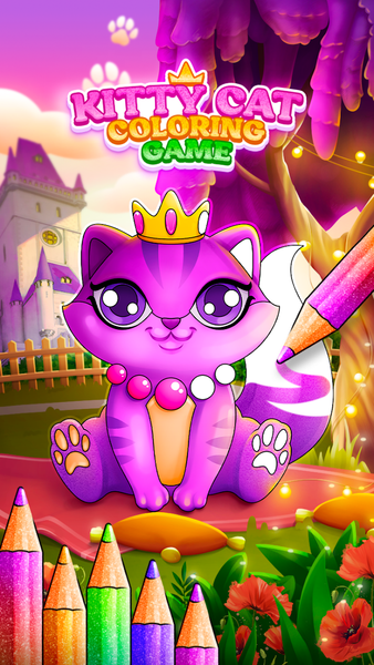 Glitter Kitty Cats Coloring - Gameplay image of android game