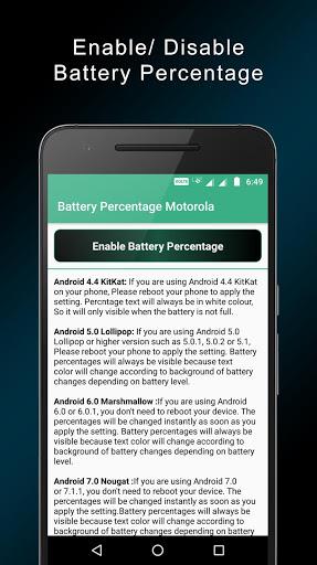 Battery Percentage Motorola - Image screenshot of android app