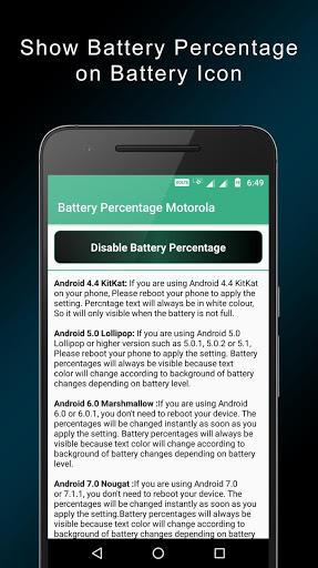 Battery Percentage Motorola - Image screenshot of android app