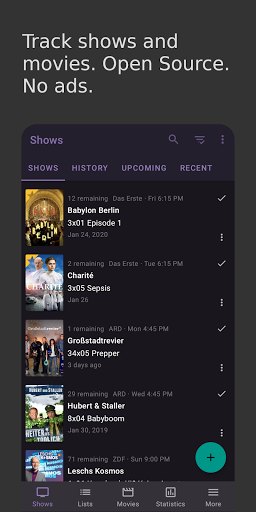 SeriesGuide: show manager - Image screenshot of android app