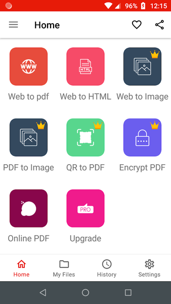 Web page to PDF, HTML, PNG, QR - Image screenshot of android app