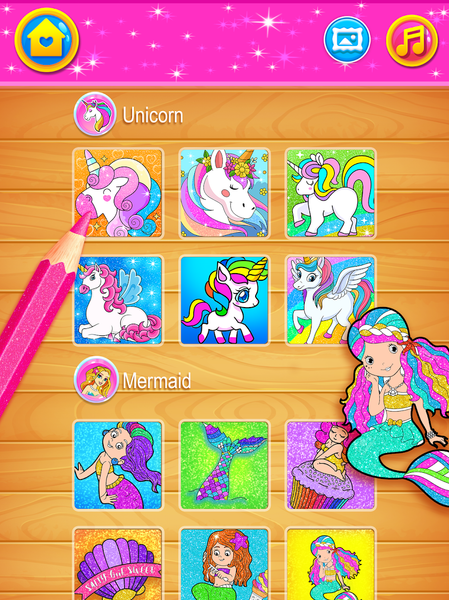 Glitter Coloring & Drawing - Gameplay image of android game