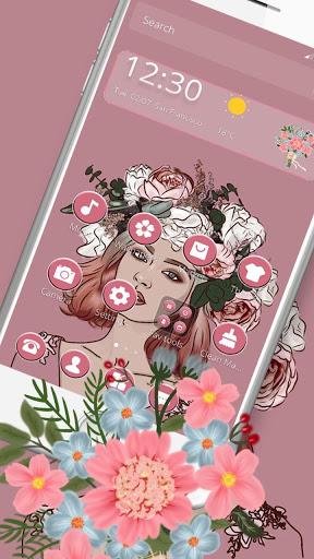 Beauty Garland Bloom Girl Theme - Image screenshot of android app