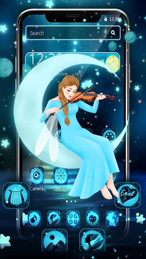 Beauty Moon Night Girl Theme - Image screenshot of android app