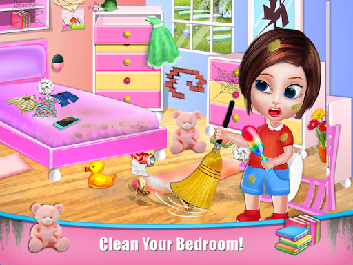 Girl cleaning house game - Image screenshot of android app