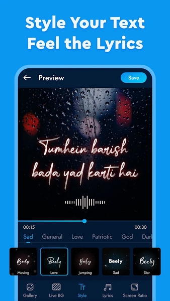 Beely Lyrics Video & Slideshow - Image screenshot of android app
