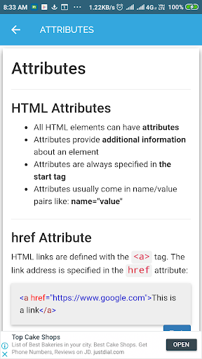 W3School HTML - Image screenshot of android app