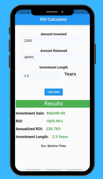 ROI Calculator -Calculate the - عکس برنامه موبایلی اندروید