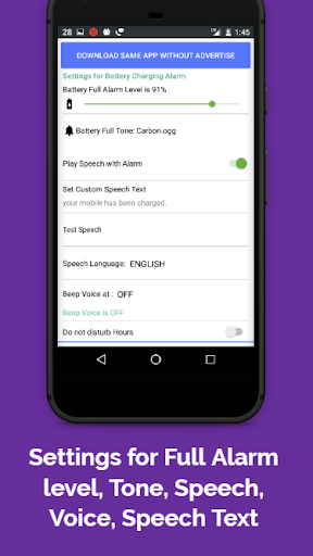 Battery Full Alarm Lite - عکس برنامه موبایلی اندروید