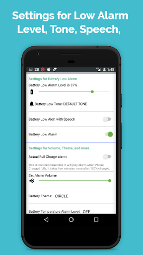 Battery Full Alarm Lite - عکس برنامه موبایلی اندروید