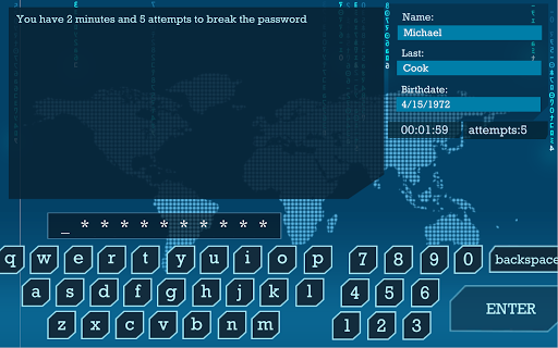 I Hacker - Password Break Puzzle Game - Gameplay image of android game