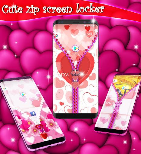 Cute zip screen locker - Image screenshot of android app