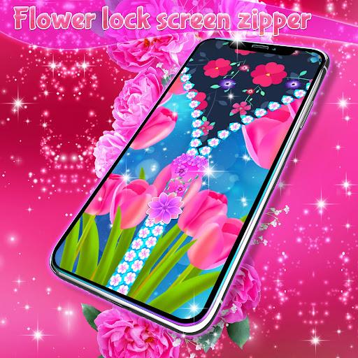 Flower lock screen zipper - Image screenshot of android app