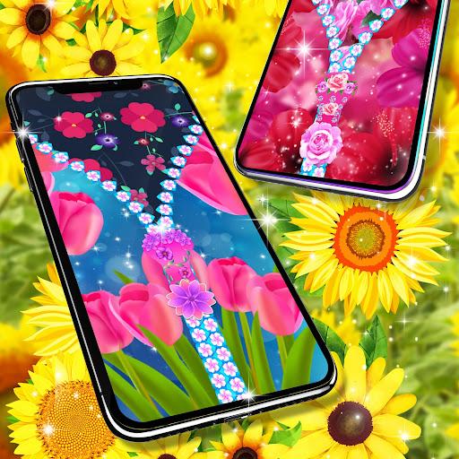Flower lock screen zipper - Image screenshot of android app