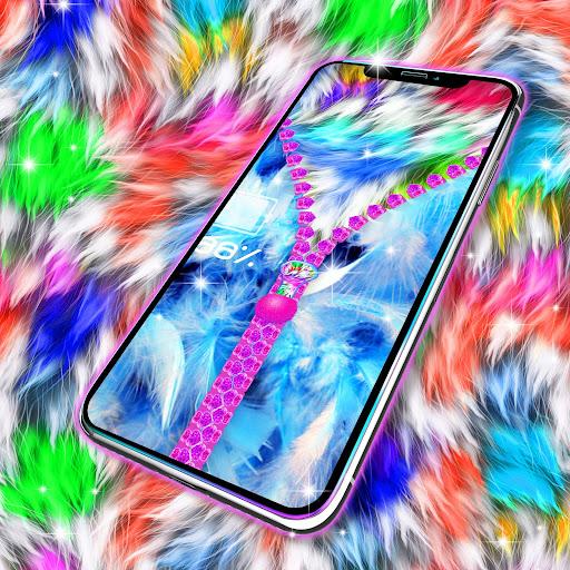 Fluffy zipper lock screen - Image screenshot of android app