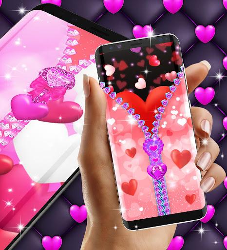 Heart zipper lock screen - عکس برنامه موبایلی اندروید