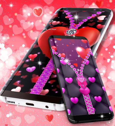 Heart zipper lock screen - عکس برنامه موبایلی اندروید