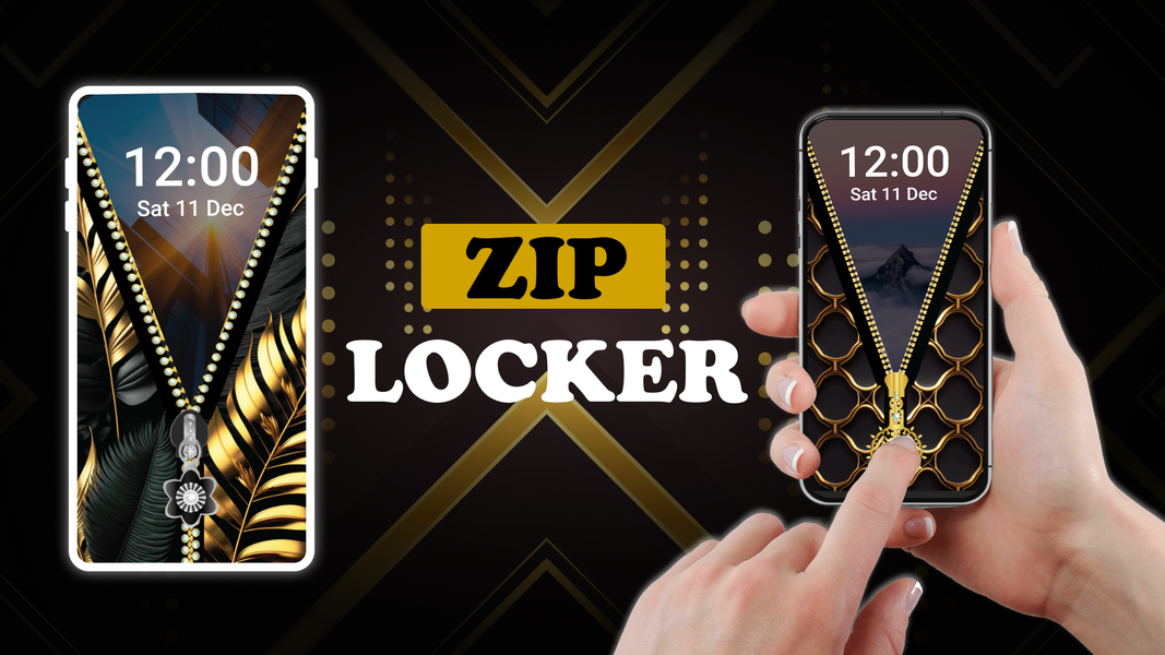 Screen Lock – Gold Zip Locker - Image screenshot of android app