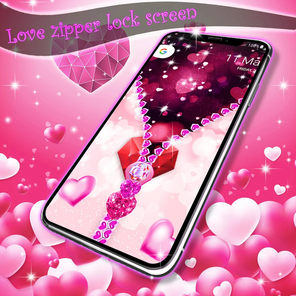Love zipper lock screen - Image screenshot of android app