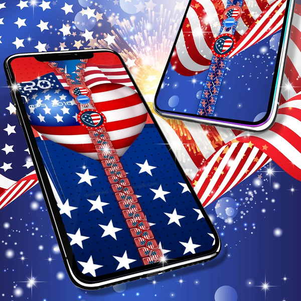 USA flag zipper lock screen - عکس برنامه موبایلی اندروید