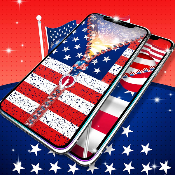 USA flag zipper lock screen - Image screenshot of android app