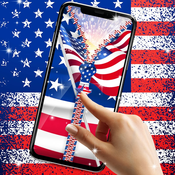 USA flag zipper lock screen - عکس برنامه موبایلی اندروید