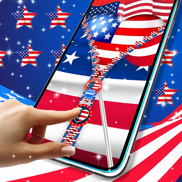 USA flag zipper lock screen - Image screenshot of android app