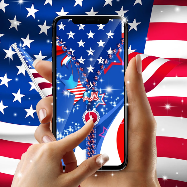 USA flag zipper lock screen - عکس برنامه موبایلی اندروید