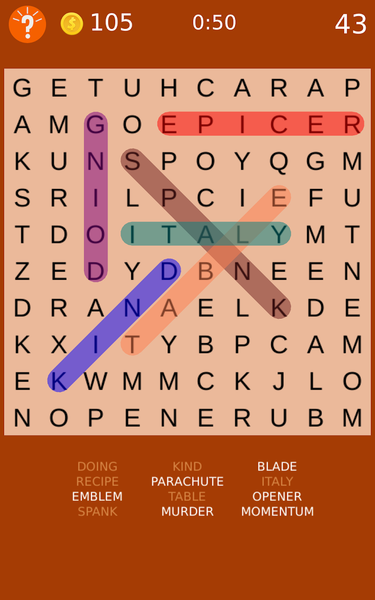 Word Search Puzzles - Gameplay image of android game