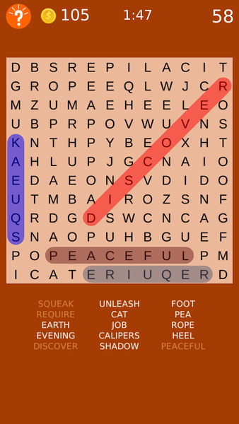 Word Search Puzzles - Gameplay image of android game