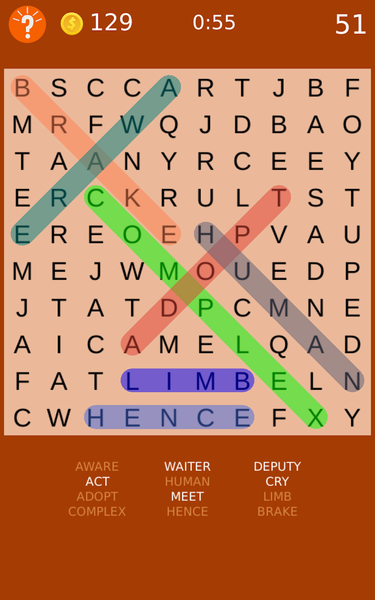 Word Search Puzzles - Gameplay image of android game