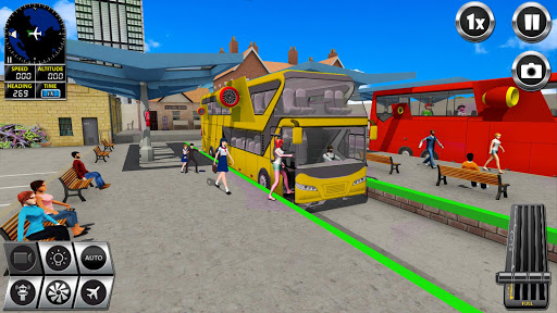 Flying Bus Simulator Bus Games - Gameplay image of android game