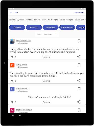 Writing Prompts - An Online Co - عکس برنامه موبایلی اندروید