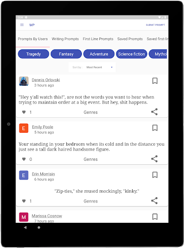 Writing Prompts - An Online Co - Image screenshot of android app
