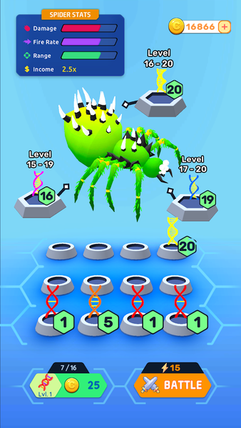 Spider Evolve n Shoot - Gameplay image of android game