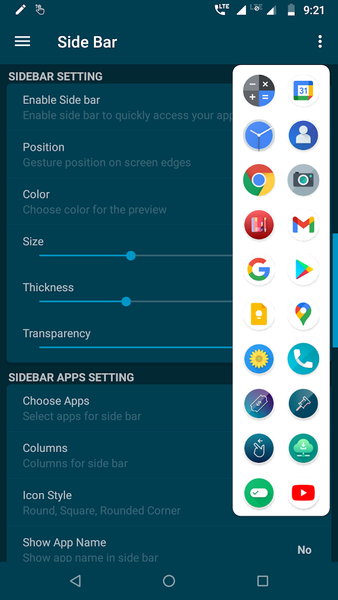 Edge Side Bar - App Shortcuts - Image screenshot of android app