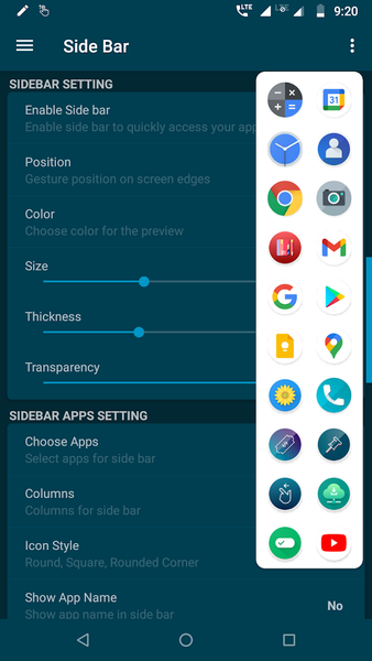 Edge Side Bar - App Shortcuts - Image screenshot of android app