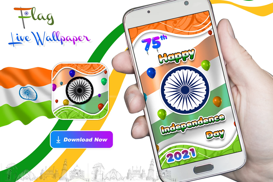 Indian Flag Live Wallpaper - Image screenshot of android app