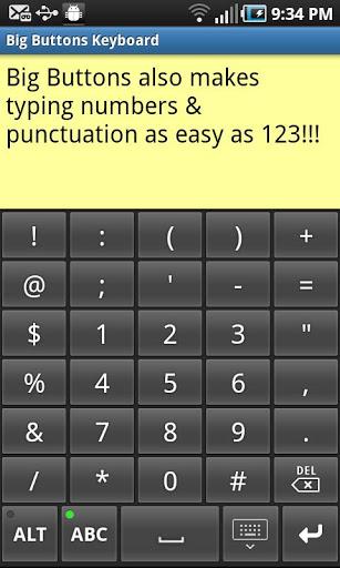 Big Buttons Keyboard Standard - عکس برنامه موبایلی اندروید